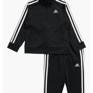 Adidas Kids Black Tracksuit with White Stripes